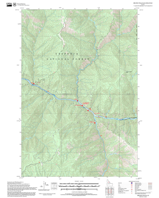 2025 Forest Service Topo Map of Selway Falls Idaho