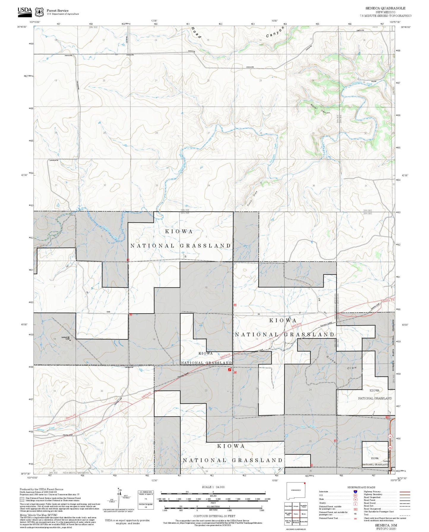 2025 Forest Service Topo Map of Seneca New Mexico
