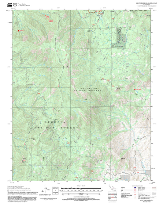 2025 Forest Service Topo Map of Sentinel Peak California