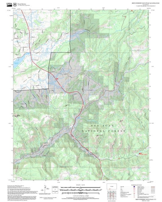 2025 Forest Service Topo Map of Serviceberry Mountain Colorado