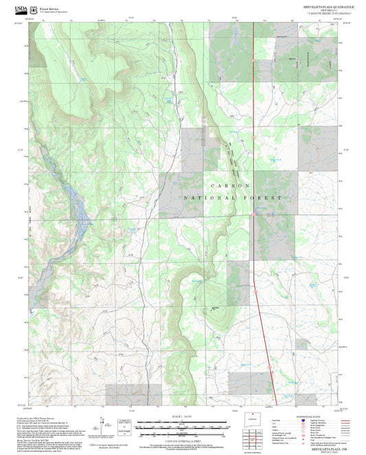 2025 Forest Service Topo Map of Servilleta Plaza New Mexico