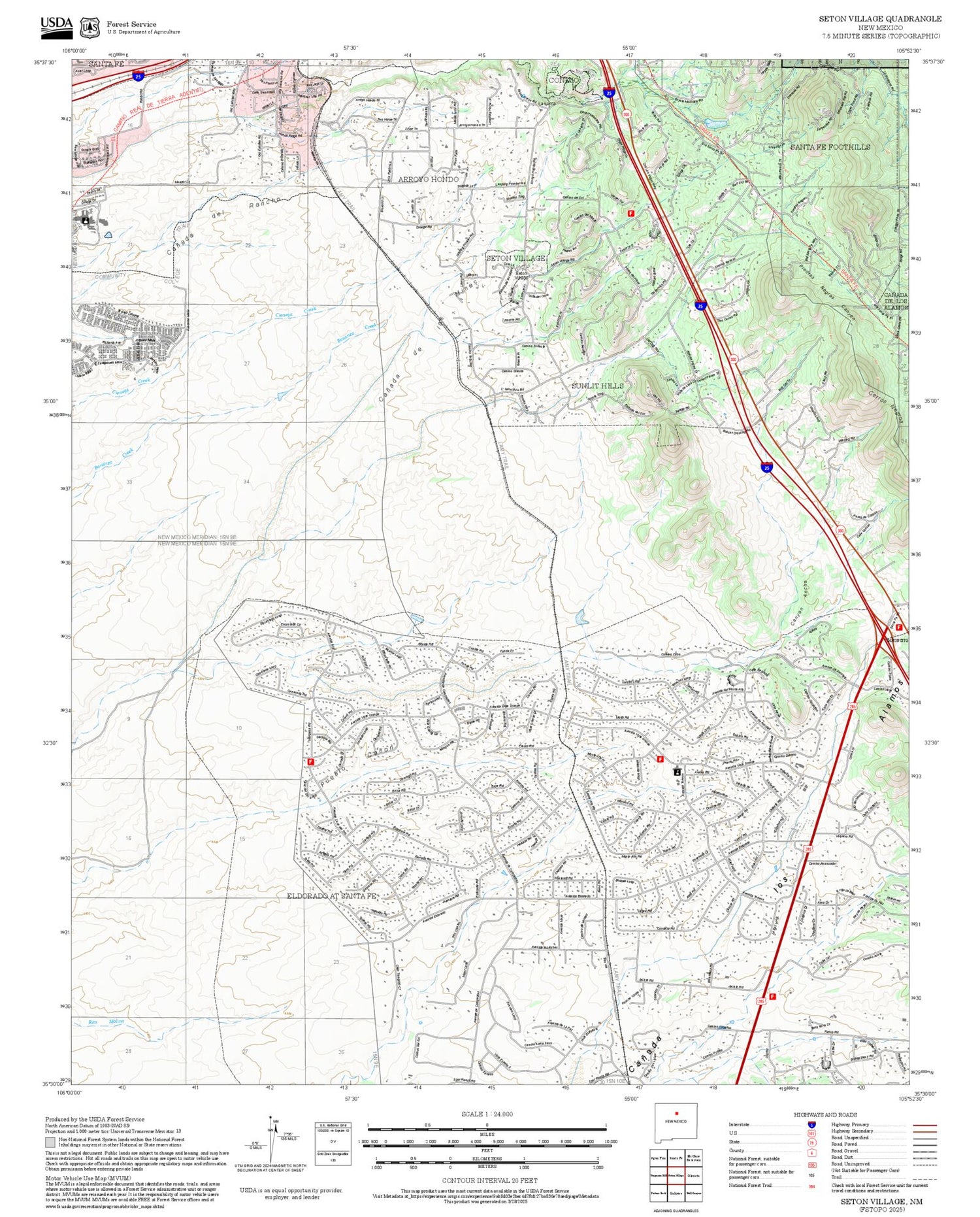 2025 Forest Service Topo Map of Seton Village New Mexico