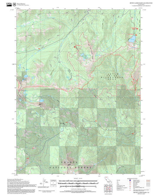 2025 Forest Service Topo Map of Seven Lakes Basin California