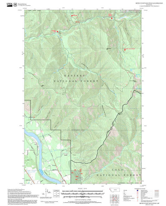 2025 Forest Service Topo Map of Seven Point Mountain Montana