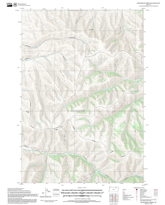 2025 Forest Service Topo Map of Sevenmile Creek Oregon