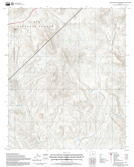2025 Forest Service Topo Map of Sevenmile Mountains Arizona