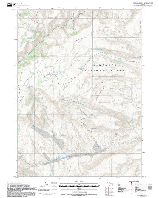 2025 Forest Service Topo Map of Severe Spring Idaho