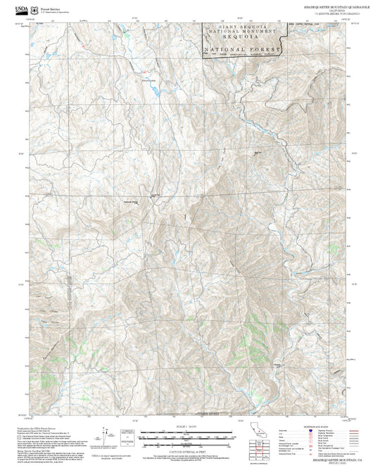 2025 Forest Service Topo Map of Shadequarter Mountain California