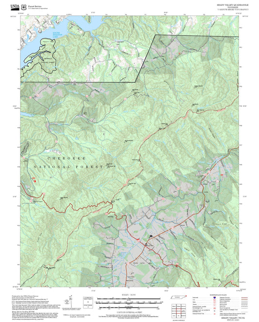 2025 Forest Service Topo Map of Shady Valley Tennessee