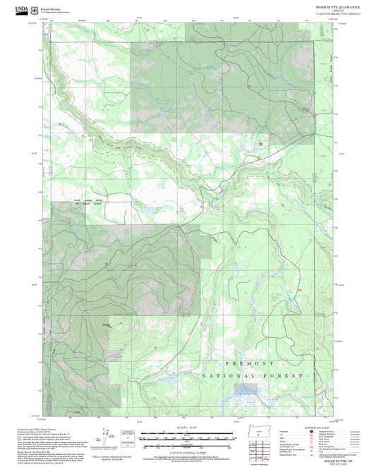 2025 Forest Service Topo Map of Shake Butte Oregon