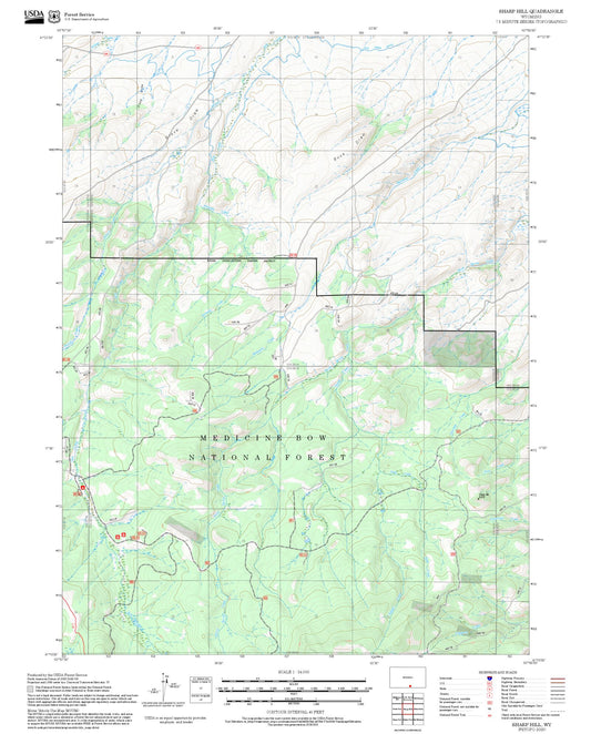 2025 Forest Service Topo Map of Sharp Hill Wyoming