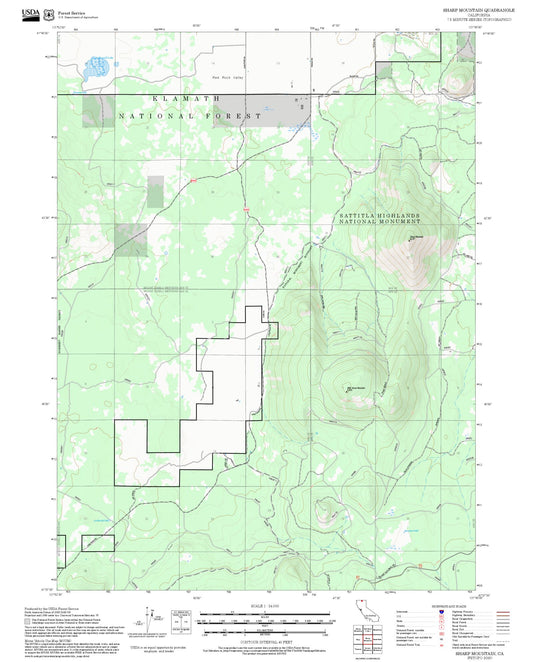 2025 Forest Service Topo Map of Sharp Mountain California