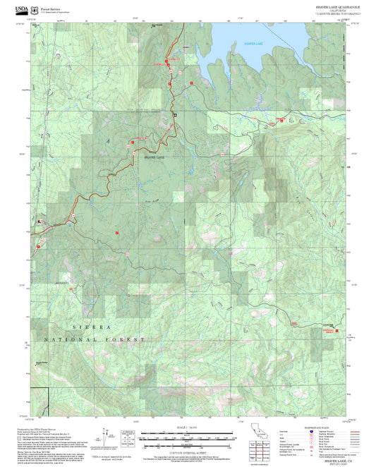 2025 Forest Service Topo Map of Shaver Lake California