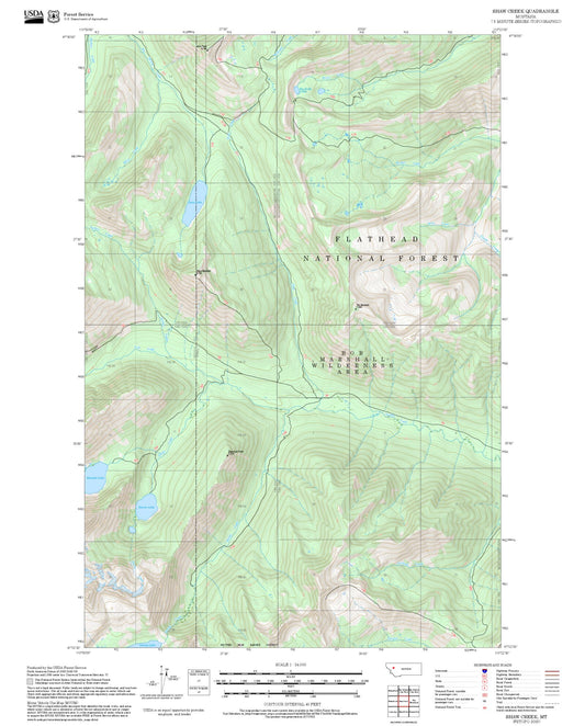 2025 Forest Service Topo Map of Shaw Creek Montana