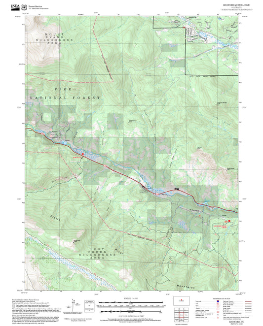 2025 Forest Service Topo Map of Shawnee Colorado