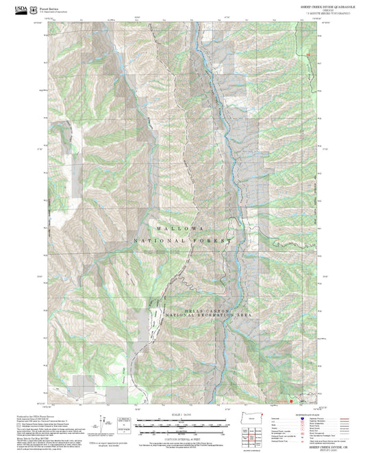 2025 Forest Service Topo Map of Sheep Creek Divide Oregon