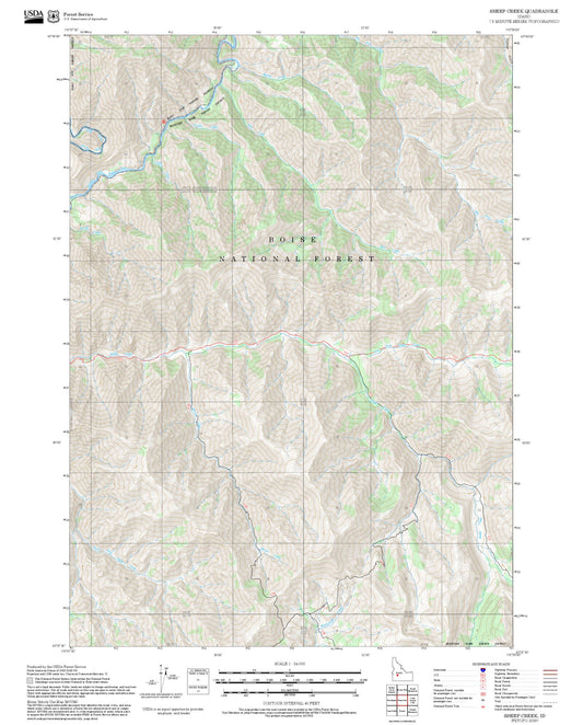 2025 Forest Service Topo Map of Sheep Creek Idaho
