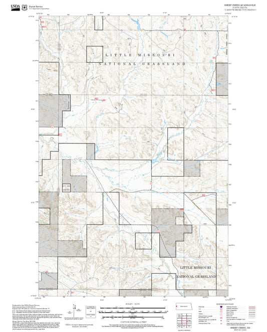 2025 Forest Service Topo Map of Sheep Creek North Dakota