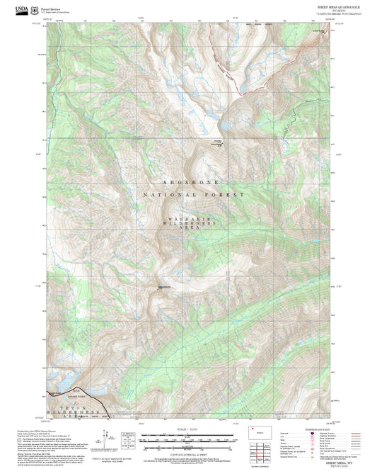 2025 Forest Service Topo Map of Sheep Mesa Wyoming