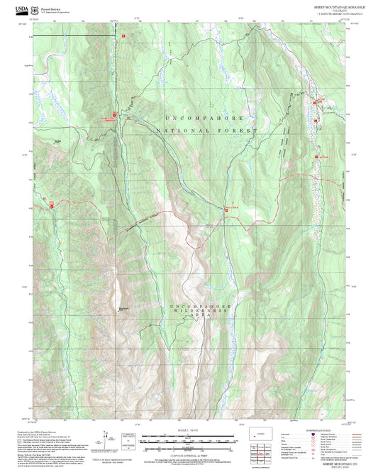 2025 Forest Service Topo Map of Sheep Mountain Colorado