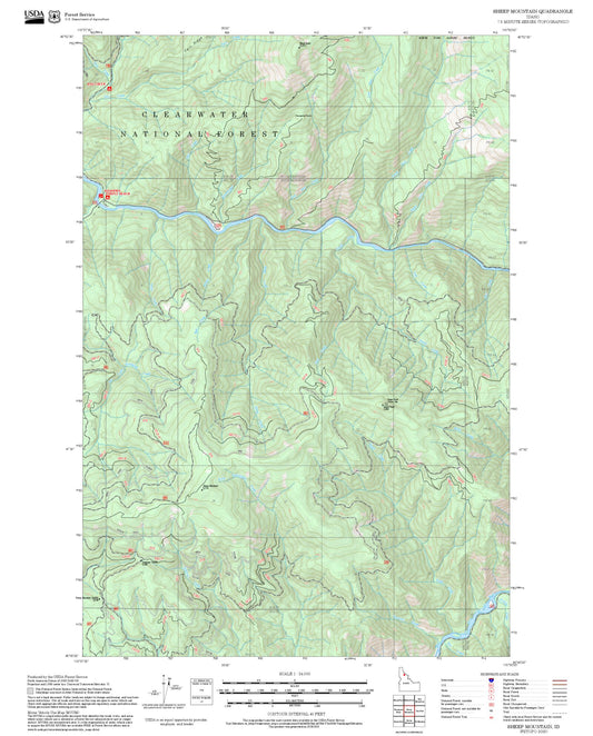 2025 Forest Service Topo Map of Sheep Mountain Idaho