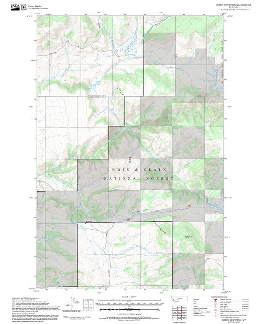 2025 Forest Service Topo Map of Sheep Mountain Montana
