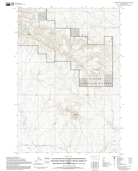 2025 Forest Service Topo Map of Sheep Mountain South Dakota