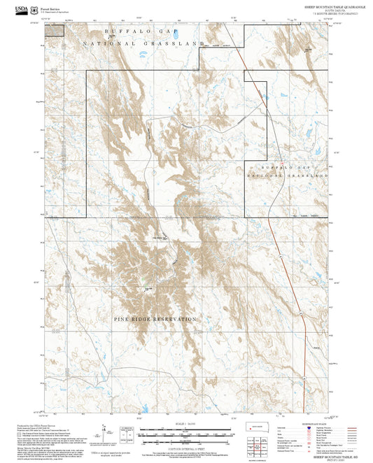 2025 Forest Service Topo Map of Sheep Mountain Table South Dakota