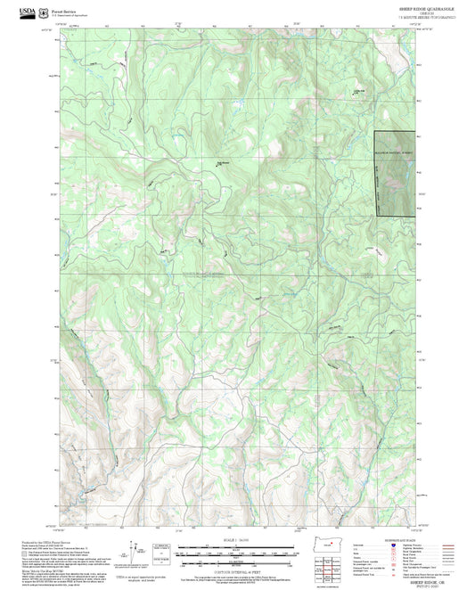2025 Forest Service Topo Map of Sheep Ridge Oregon