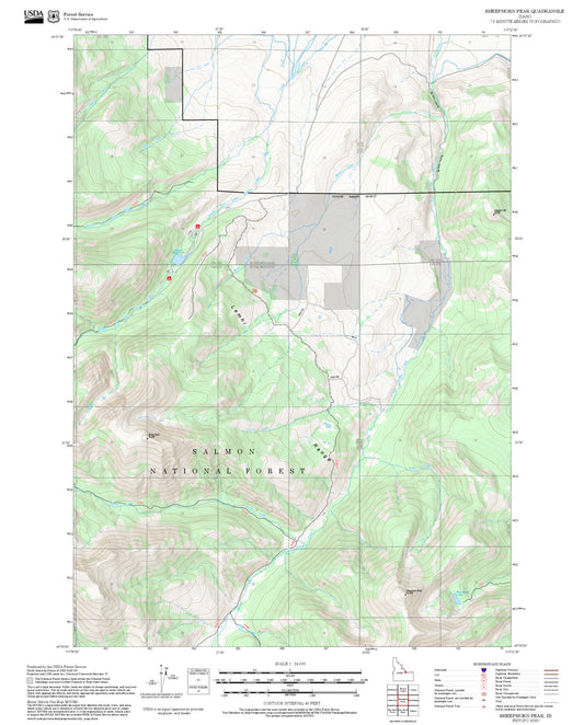 2025 Forest Service Topo Map of Sheephorn Peak Idaho