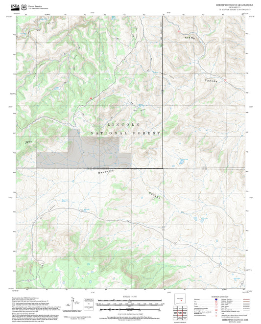 2025 Forest Service Topo Map of Sheeppen Canyon New Mexico