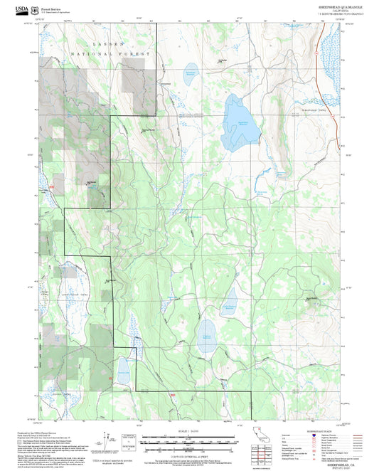 2025 Forest Service Topo Map of Sheepshead California