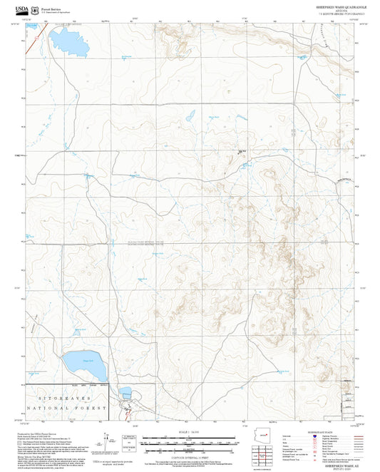 2025 Forest Service Topo Map of Sheepskin Wash Arizona