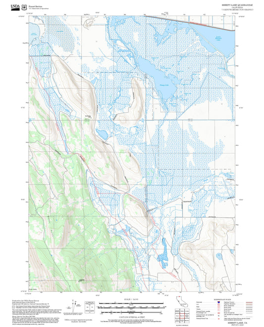 2025 Forest Service Topo Map of Sheepy Lake California