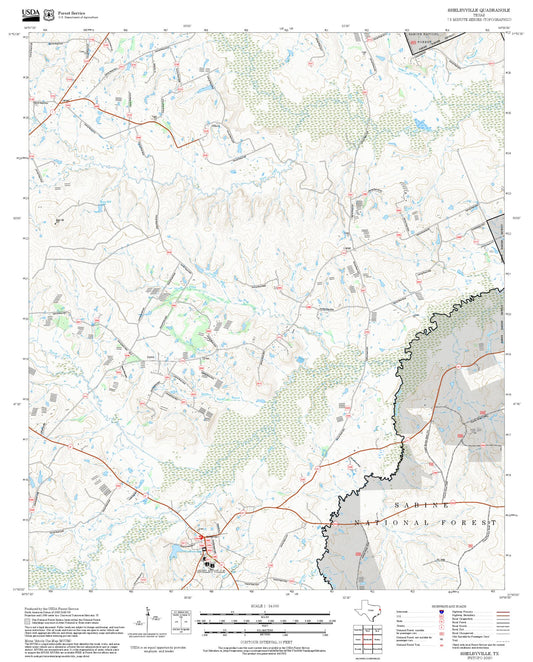 2025 Forest Service Topo Map of Shelbyville Texas