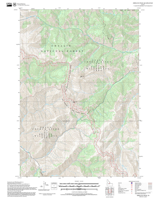 2025 Forest Service Topo Map of Sheldon Peak Idaho