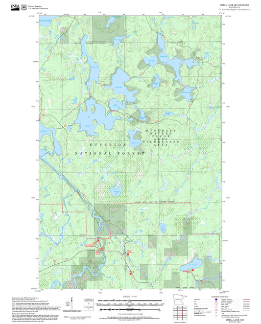 2025 Forest Service Topo Map of Shell Lake Minnesota