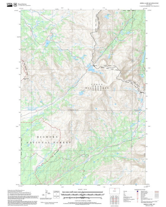 2025 Forest Service Topo Map of Shell Lake Wyoming