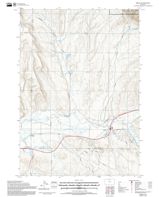 2025 Forest Service Topo Map of Shell Wyoming