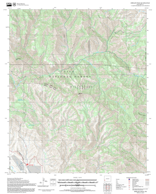 2025 Forest Service Topo Map of Shelley Peak New Mexico