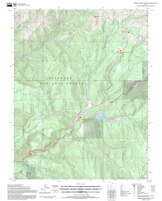 2025 Forest Service Topo Map of Shelly Baldy Peak Utah