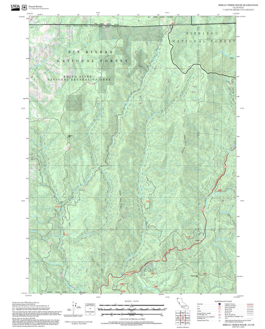 2025 Forest Service Topo Map of Shelly Creek Ridge California