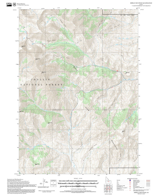2025 Forest Service Topo Map of Shelly Mountain Idaho