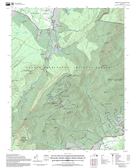 2025 Forest Service Topo Map of Sherando Virginia