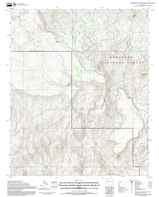 2025 Forest Service Topo Map of Sheridan Mountain Arizona