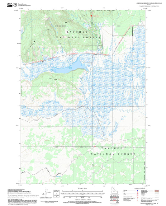 2025 Forest Service Topo Map of Sheridan Reservoir Idaho