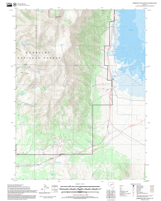 2025 Forest Service Topo Map of Sherman Mountain Nevada
