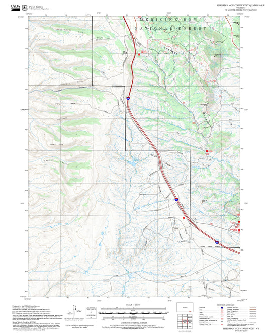2025 Forest Service Topo Map of Sherman Mountains West Wyoming
