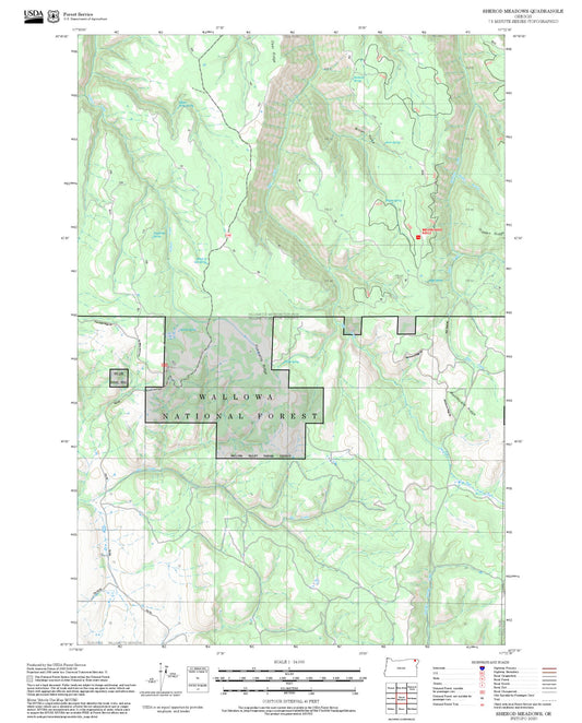 2025 Forest Service Topo Map of Sherod Meadows Oregon