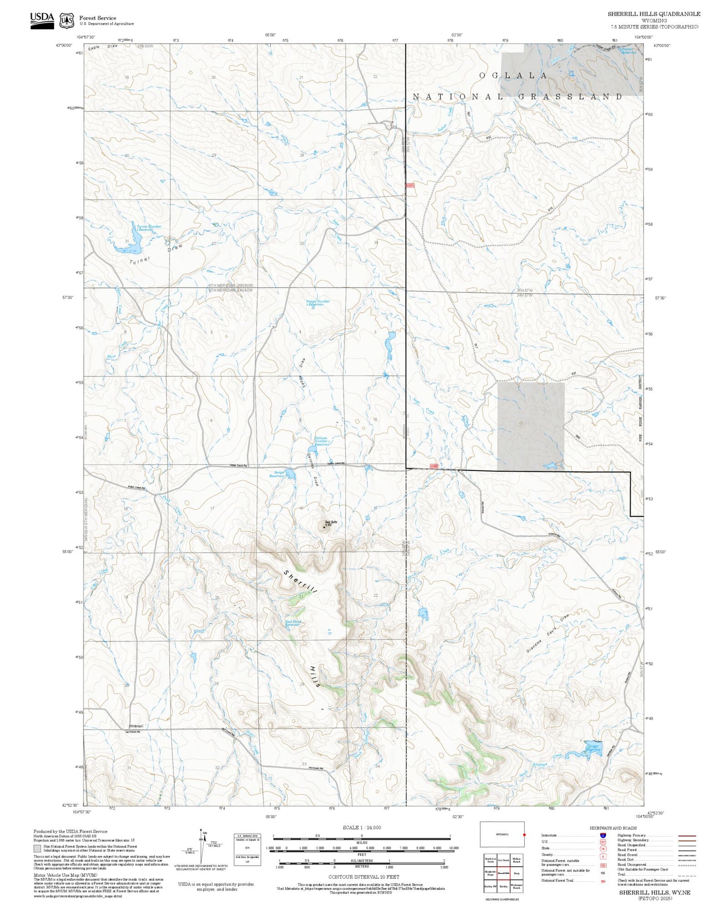 2025 Forest Service Topo Map of Sherrill Hills Wyoming